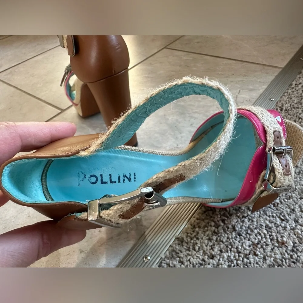 Studio Pollini Platform Heel Women's Gruppo Rope I Platform Sandal Pink … - Picture 9 of 9